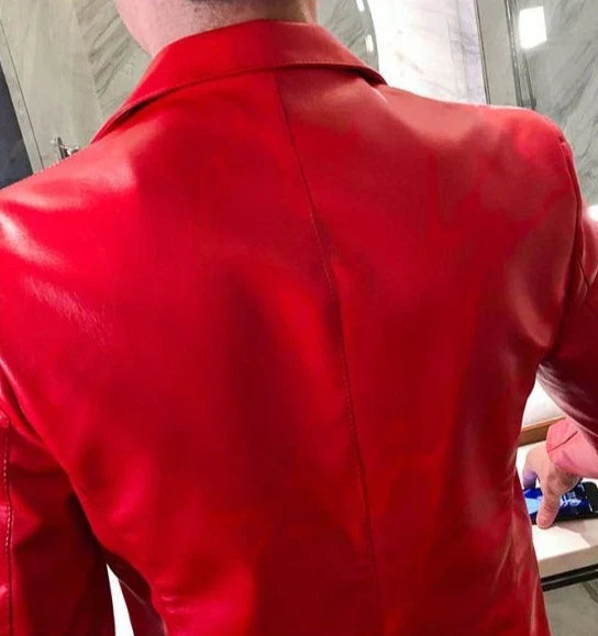 Thin Leather Man Suits and Blazers Simple Breasted Clothing Handsome Classic Menswear High Quality Coats Casual Jacket for Men