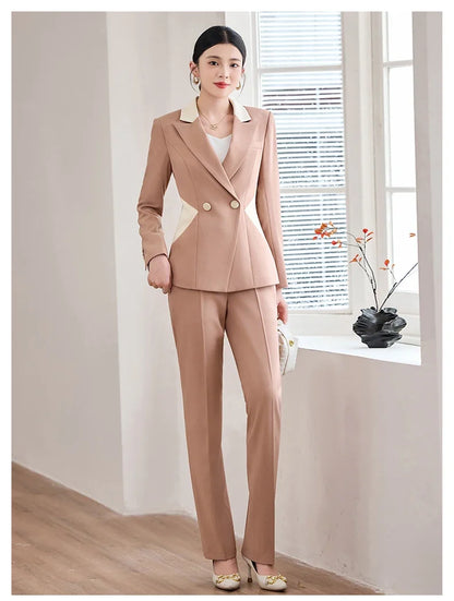 Fashionable professional women's attire, exquisite elegant two-piece pant + suit jacket. 2025 autumn winter new styles