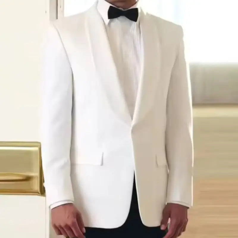 Formal White Men Suits Two Piece Fashion Shawl Lapel Single Breasted Suit Slim Fit Elegant Party Prom Groom Wedding Tuxedo