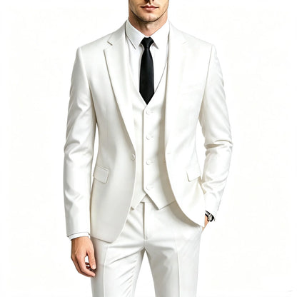 Elegant Men's 3 Pieces Suit Slim Fit 1 Button Tuxedo Blazer Vest Pants Formal Set For Business Casual Wedding Groom