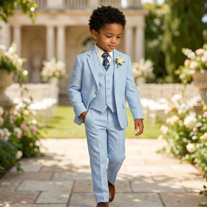 Boys 4-Piece Formal Suit Set – Single Breasted, Notched Collar, Wedding & Occasion Wear