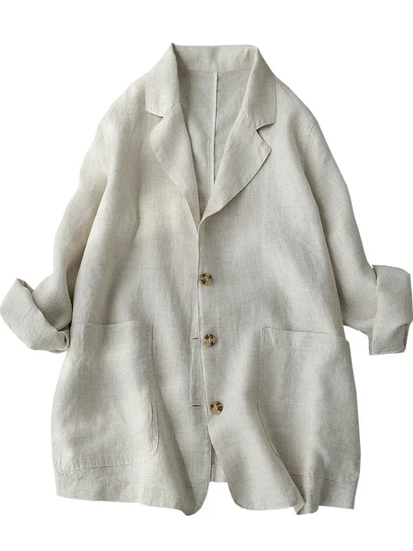 Loose Women's Short Suit Jacket Korean Japanese Style Cotton Linen Open Cardigan Top Casual Comfortable Fashionable