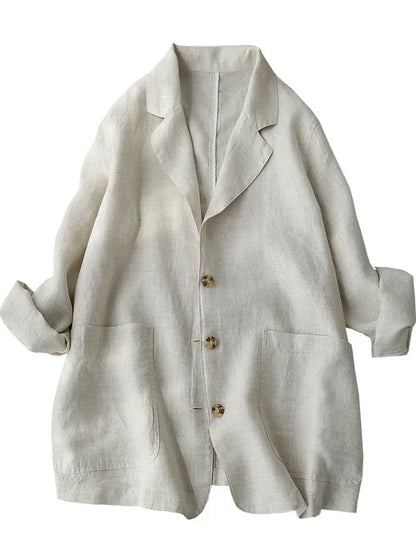 Loose Women's Short Suit Jacket Korean Japanese Style Cotton Linen Open Cardigan Top Casual Comfortable Fashionable