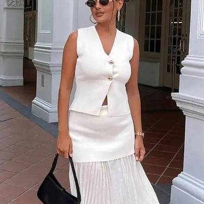 Cropped Knit Vest For Women Spring Sleeveless Vest Woman Fashion Slim Black Vest Elegant Solid Knitted Sweater Vests Top