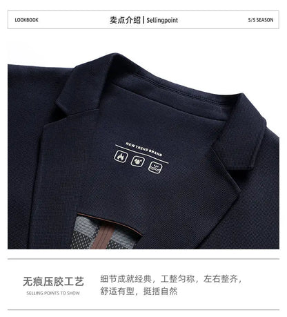 Seamless Adhesive Thin Style Blazer Fashionable Outdoor Travel, Camping, Wedding, Men's Slim-fit Casual Wear, Breathable Blazer
