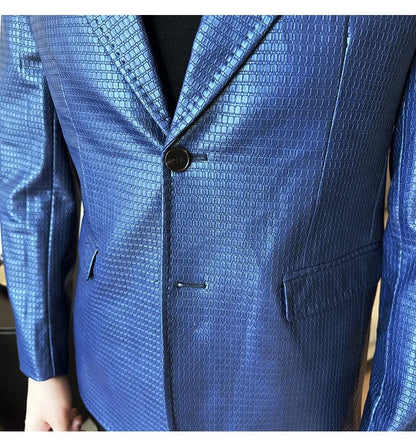 Korean Waffle Leather Suit Jacket Men's Business Casual PU Leather Blazer Slim Fit Wedding Groom Office Social Formal Coats 2026