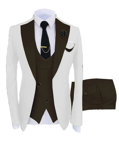 Men Coat Business Formal Slim Fit Suit Costumes Pour Homme Set Party Vest Pants Wedding 3pcs Blazer Verde Hombre Terno Masculino