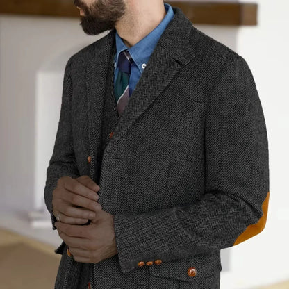 Herringbone Tweed Tweed Hunting Casual Blazers Autumn/Winter Vintage British Men's Suit Jacket Fashionable Gentleman Wedd Attire