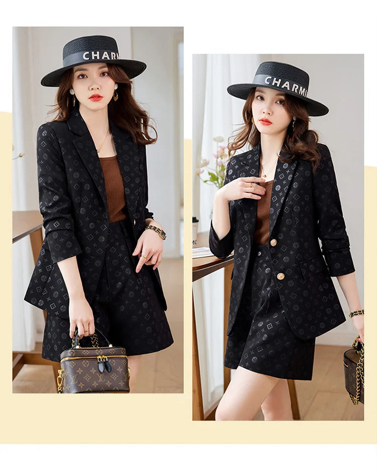 Fashion Temperament Professional Suits Women 2024 Spring Summer New Formal Long Sleeve Blazer And Pants&Shorts Sets Work Wear