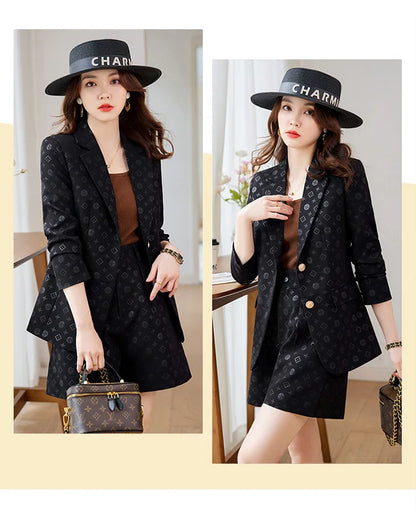 Fashion Temperament Professional Suits Women 2024 Spring Summer New Formal Long Sleeve Blazer And Pants&Shorts Sets Work Wear