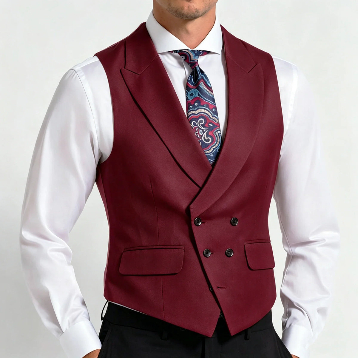 Men's Formal Vest Double Breasted Waistcoat for Weddings Banquets and Business