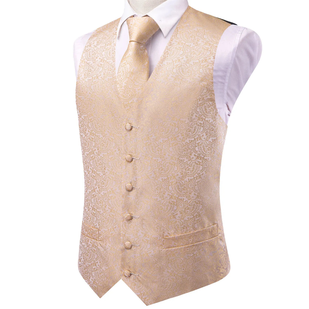 Men's Paisley Vest Set – Mint Green Formal Waistcoat with Tie, Pocket Square & Cufflinks for Weddings