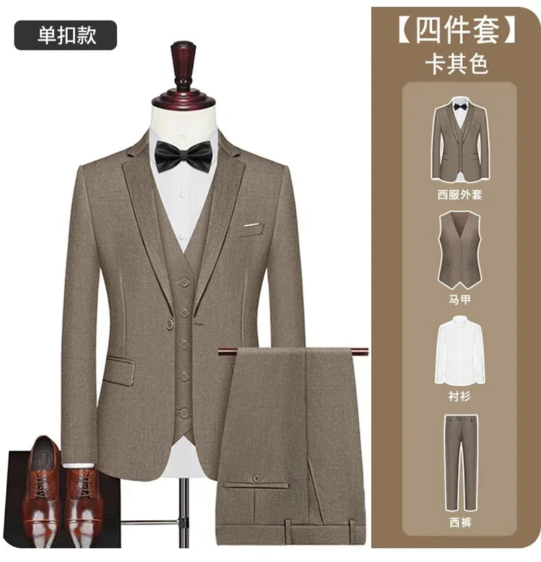 Men's Wedding Suit – Single Breasted Smart Casual Formal Suit for Groom & Business