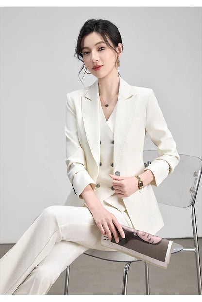 Office Lady Work Blazer Trousers Suits for Women Autumn New Business Chic Blazer and Pants Sets 2 Pieces Womens Outfit Pink