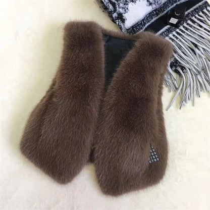 Women Fur Vest New Autumn Winter Female Waistcoat Korean Warm White Black Pink Faux Fur Jacket Fashion Tank Top Sleeveless Coats