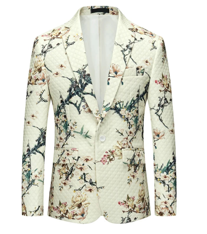 Men's Slim Fit Business Casual Blazer 2025 Stylish Print Boutique Hombre Costume De Luxe Fashionable Men's Suit Blazer