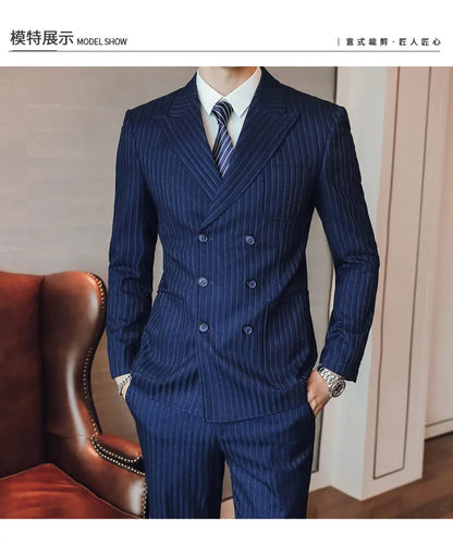 Men's Three-Piece Suit – Double Breasted Slim Fit Formal Suit for Men in Multiple Colors