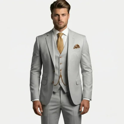 Costume 3 Pièces pour Homme, Revers, Formel, de Mariage, Tuxedo Solide Veste Gilet Pantalon pour Soirée, Bal, Quotidien, Décontracté, Business