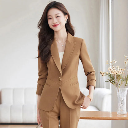 Wine Red Suits Women 2024 New Autumn High End Fashion Temperament Business Slim Blazer And Pants Sets Office Lady Work Wear
