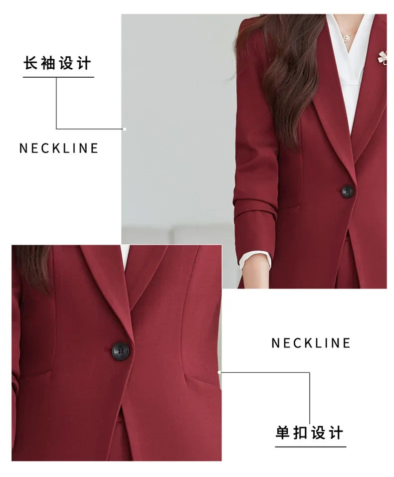 2026 Professional Womens Autumn and Winter New Two-Piece Long-Sleeved Suit + Trousers. Fashion Boutique Suit