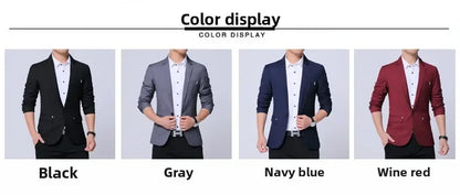Blazer Men's Fashion Premium Business Outdoor Gentleman Self-cultivation English Style Solid Color Casual Hosts Weddings Blazer