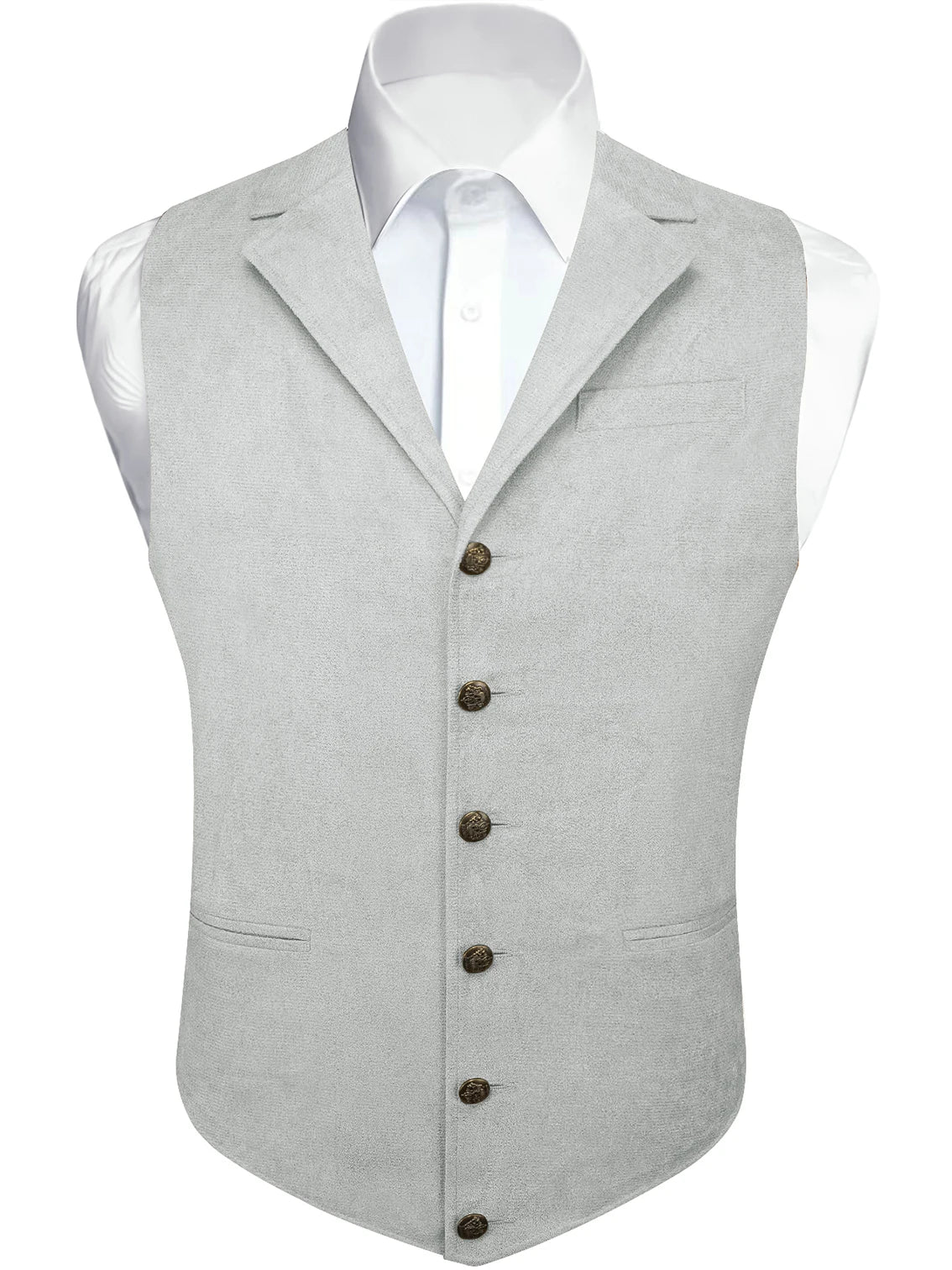 Men's Faux Suede Waistcoat – Single Breasted Slim Fit Formal Vest for Weddings & Business