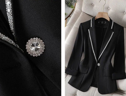 Over Glitter Diamond Female Coats and Jackets Black Long Sequin Jacket Dress Outerwear White Clothing Women's Blazers New In