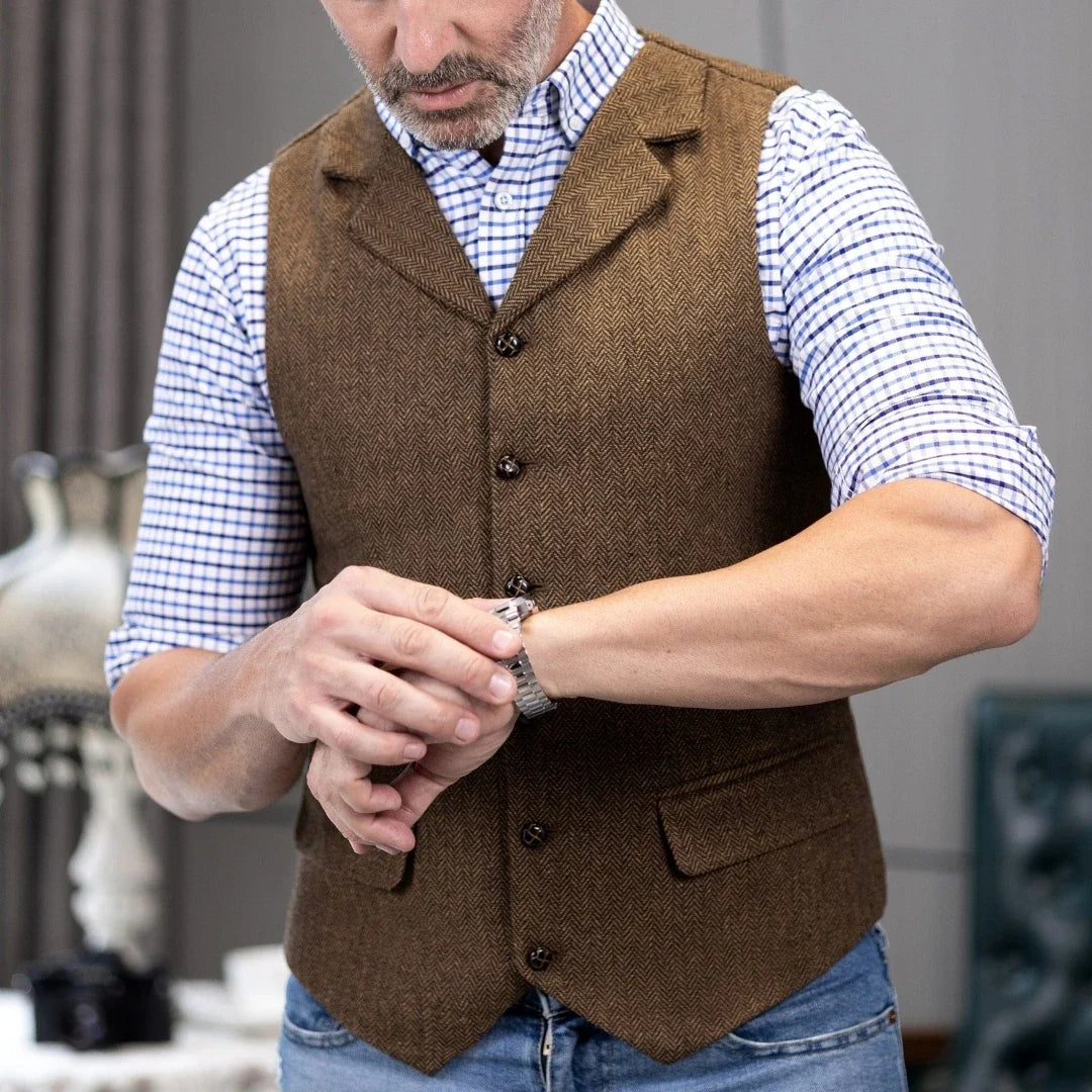 Men's Formal Vest | Single Breasted Lapel Waistcoat for Weddings & Business