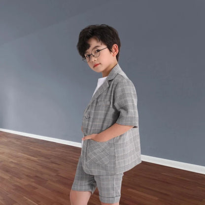 Low Price Clearance Stock Sale Boys Summer Jacket Pants/Shorts Photography Suit Kids Wedding Dress Children Host Costume