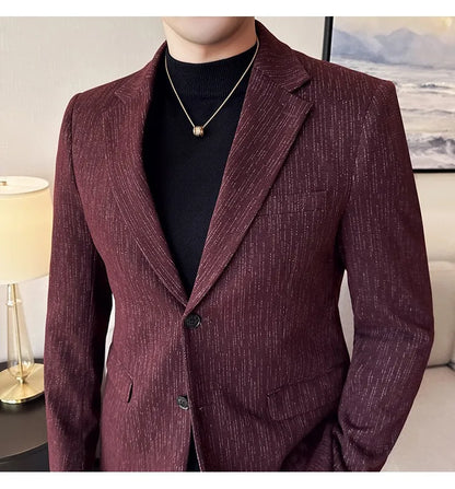 New Fashion Meteor Striped Suit Jacket High Quality Men's Slim Fit Business Formal Social Prom Party Casual Tuxedos 5XL-M