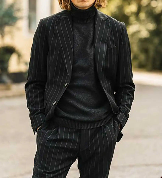 Bussiness Men's Suit 2 Pieces Blazer Pants Bow Collar Single Breasted Buckle Formal Work Wear Wedding Costume Size Color