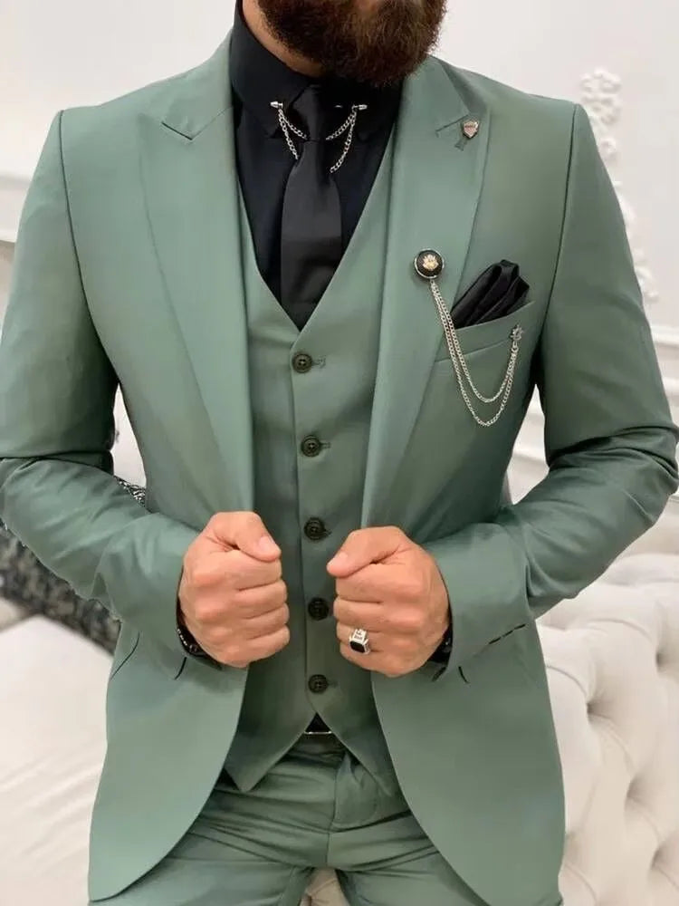 Costume 3 pièces homme col revers blanc, mode à boutonnage simple, blazer gilet pantalon ensemble décontracté chic pour mariage, tenue vestimentaire homme formelle