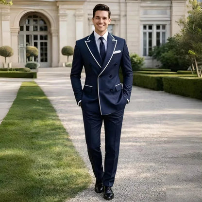 Men Suits 2 Pieces Blazer Pant Set for Groom Prom Formal Double Breasted Wedding Tuxedo Slim Fit Party Suit for Men