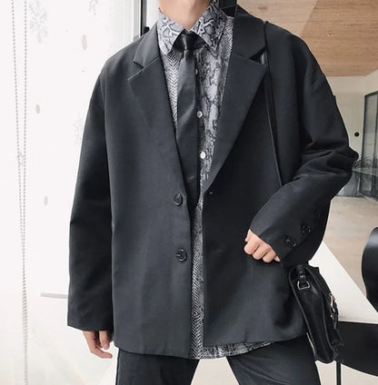 Men's Spring Korean Style Retro Blazer Ins Trendy Hong Kong Style Cool Jacket Viral Vintage Casual Suit Outerwear New