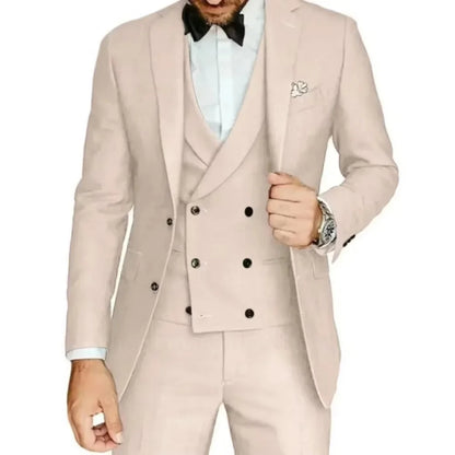 Costume de smoking 3 pièces gris coupe ajustée pour homme avec revers cranté, pour marié, mariage, affaires, ensemble veste, pantalon, gilet