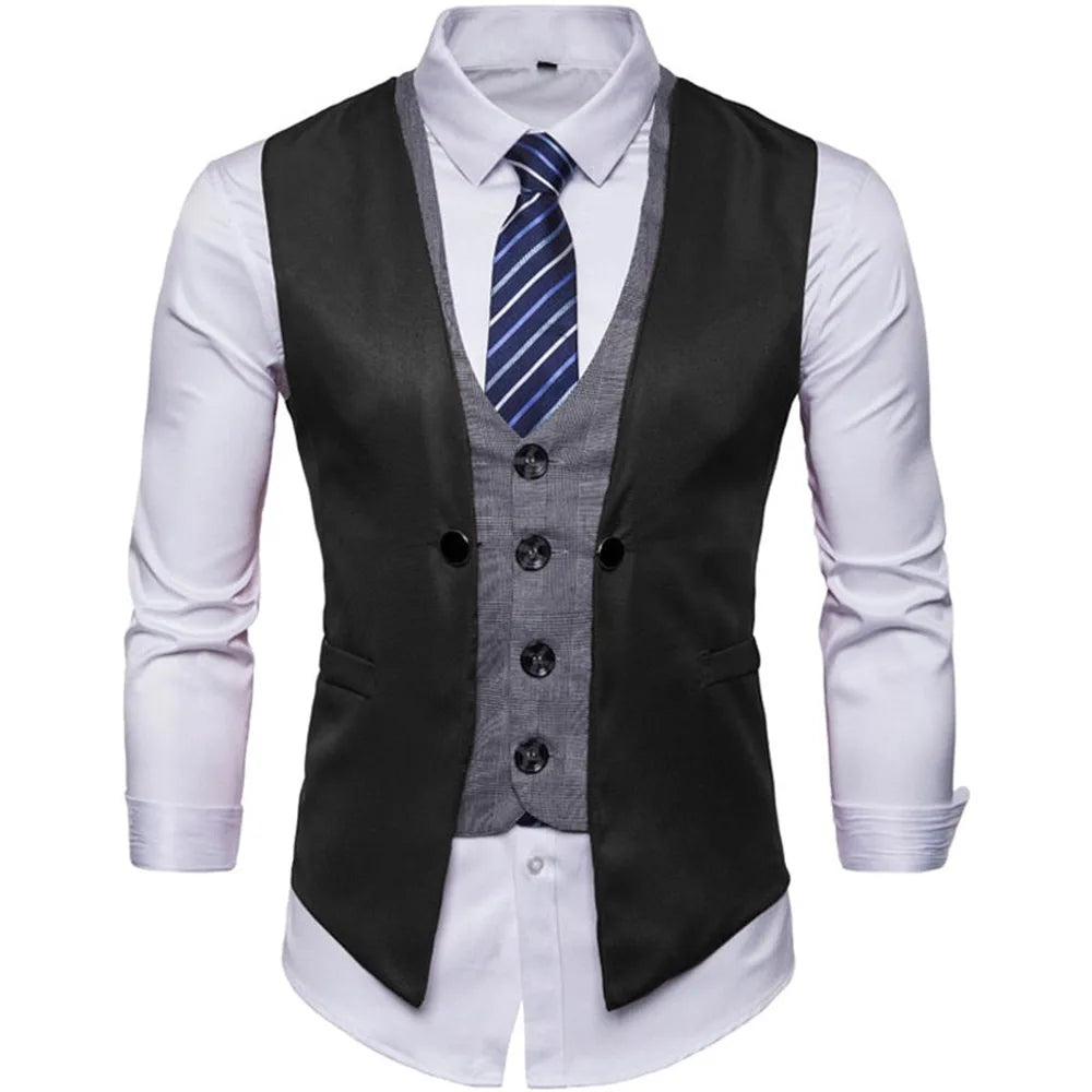 Men's Vest Single Breasted Slim Fit Business Casual Waistcoat for Wedding & Formal Occasions