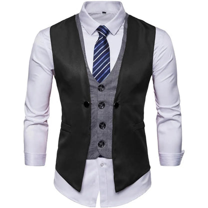 Men's Vest Single Breasted Slim Fit Business Casual Waistcoat for Wedding & Formal Occasions
