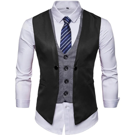 Men's Vest Single Breasted Slim Fit Business Casual Waistcoat for Wedding & Formal Occasions