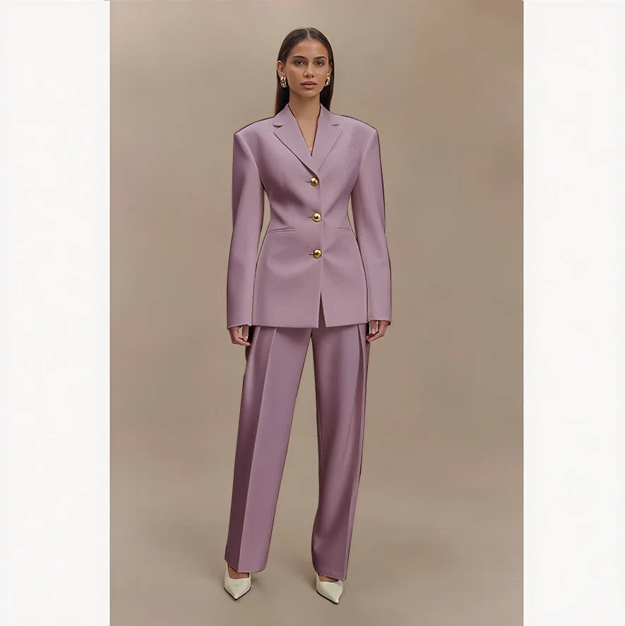 Dark Blue Women Suits Customized Slim Fitted Single-breasted Two Pieces(Jacket+Trousers) Ladies Formal Party Wedding Set