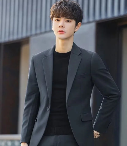 2026 Men's Korean Style Loose Retro Casual Blazer Spring Autumn Versatile Trendy Suit Jacket