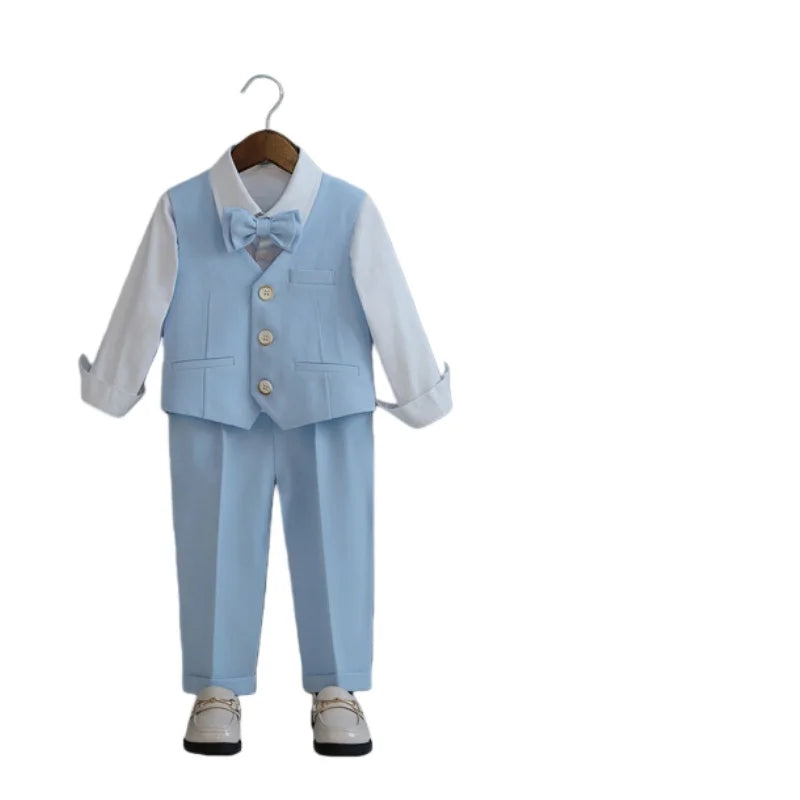 Kids Formal Suit Set Boys Girls Wedding Blazer Multi-Piece Pink Performance Costume