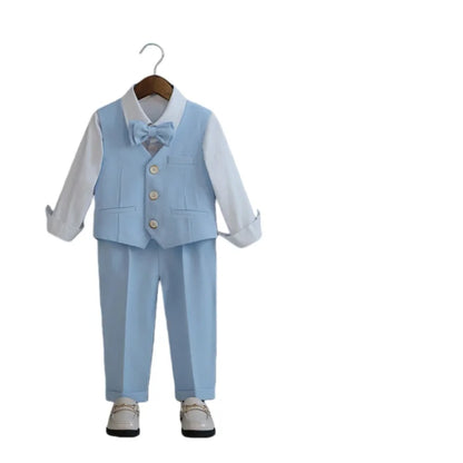 Kids Formal Suit Set Boys Girls Wedding Blazer Multi-Piece Pink Performance Costume