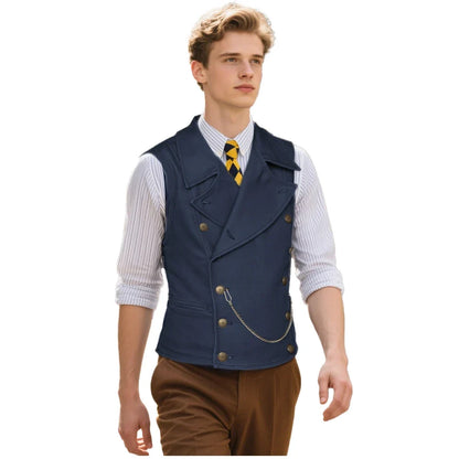 Men's Double Breasted Waistcoat – Solid Color Formal Vest for Weddings & Events