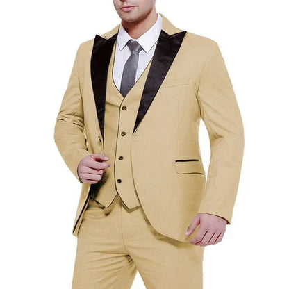 Elegant Champagne Wedding Men Suit Groom Tuxedo Slim Fit Prom Blazer Hombre Casual High Quality Custom 3 Piece Set Costume Homme