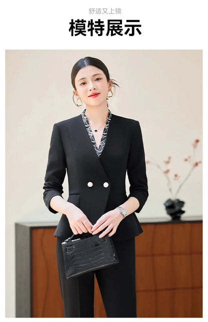 Fashionable professional women's two-piece pant+blazers. Slim fit, elegant  comfortable. 2025 autumn winter new styles