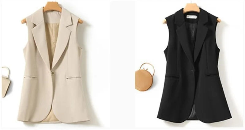 New Fashion Korean Women Vest Spring Autumn Suit Vest Sleeveless Jacket Cardigan Slim Fit Waistcoat High Quality Office Clothing