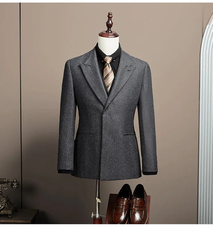Men's Large Size Autumn Blazer – Smart Casual Polyester Suit Jacket
