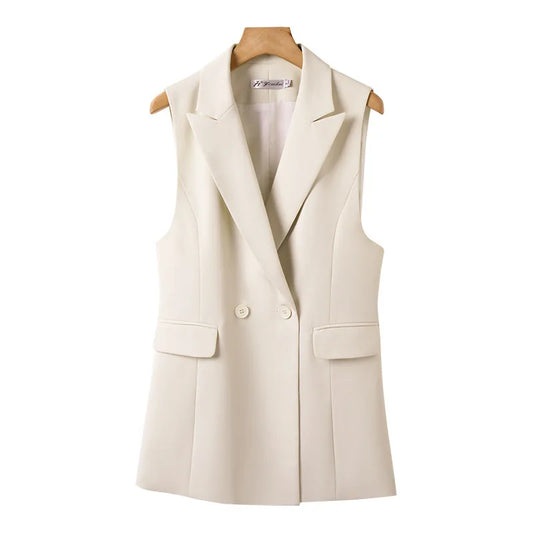 Women's Vest Jacket 2025 New Fashion Sleeveless Jacket Professional Blazer Vest Coat Korean Slim Femme Waistcoat Tops Outerwear