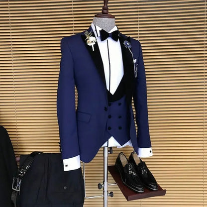 Navy Blue Fashion Design Costume Homme Party Mens Suits Wedding Suits For Men Terno Masculino Slim Fit Tuxedos Groomsman