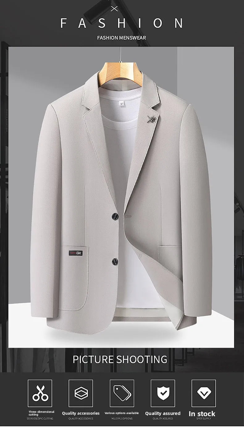 2026 Blazer Lightweight High-end Men's Fashionable Business Outdoor Travel Youthful Wedding Hosting Casual Korean Style Blazer
